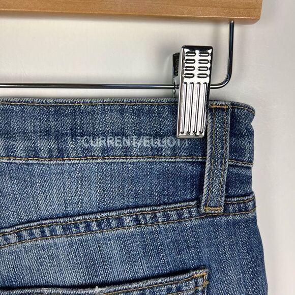 Current/Elliott The Cropped Straight Jean Slightly Relaxed Distressed size 25 - Picture 7 of 11